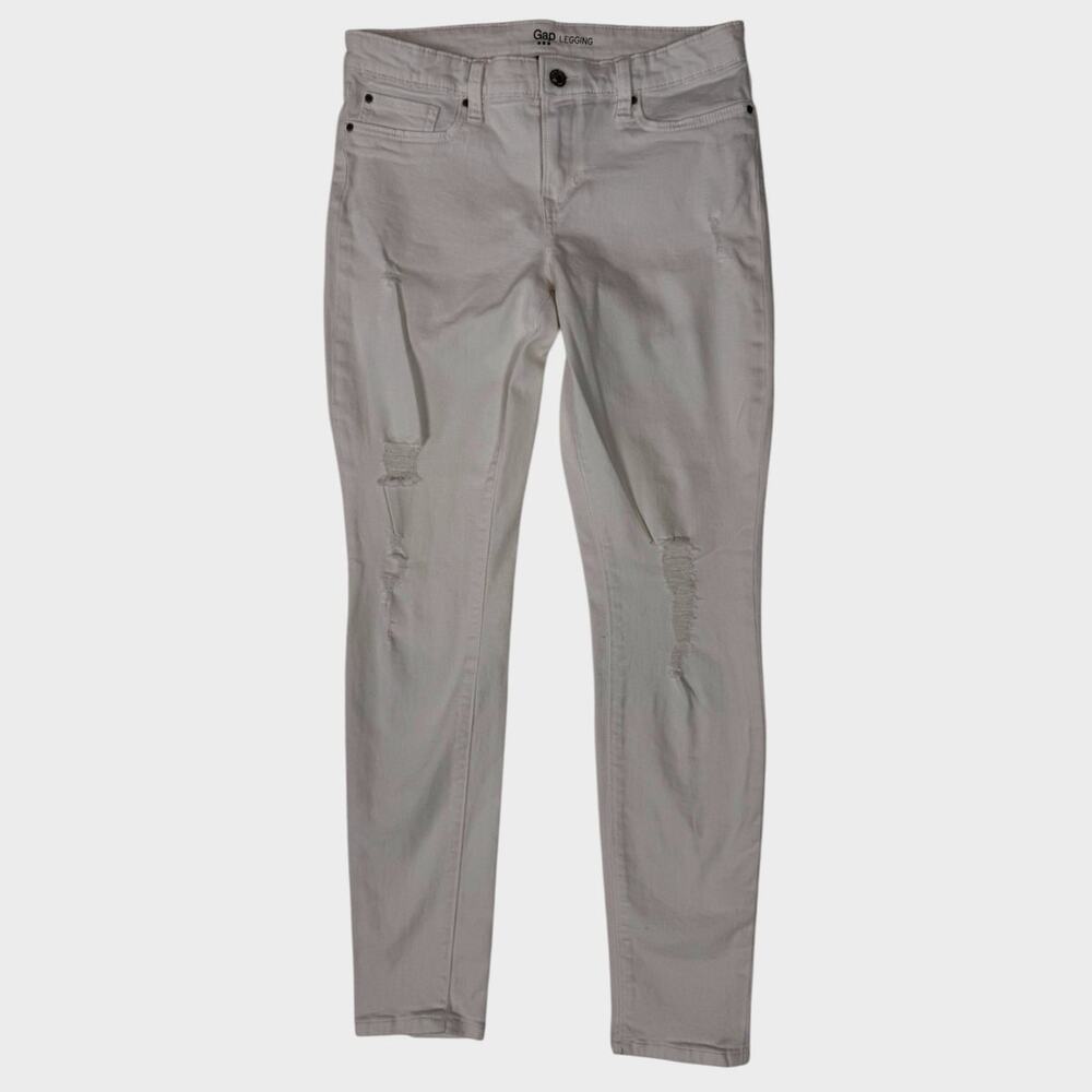 GAP Factory Denim Legging Womens White US 8 29R Distressed